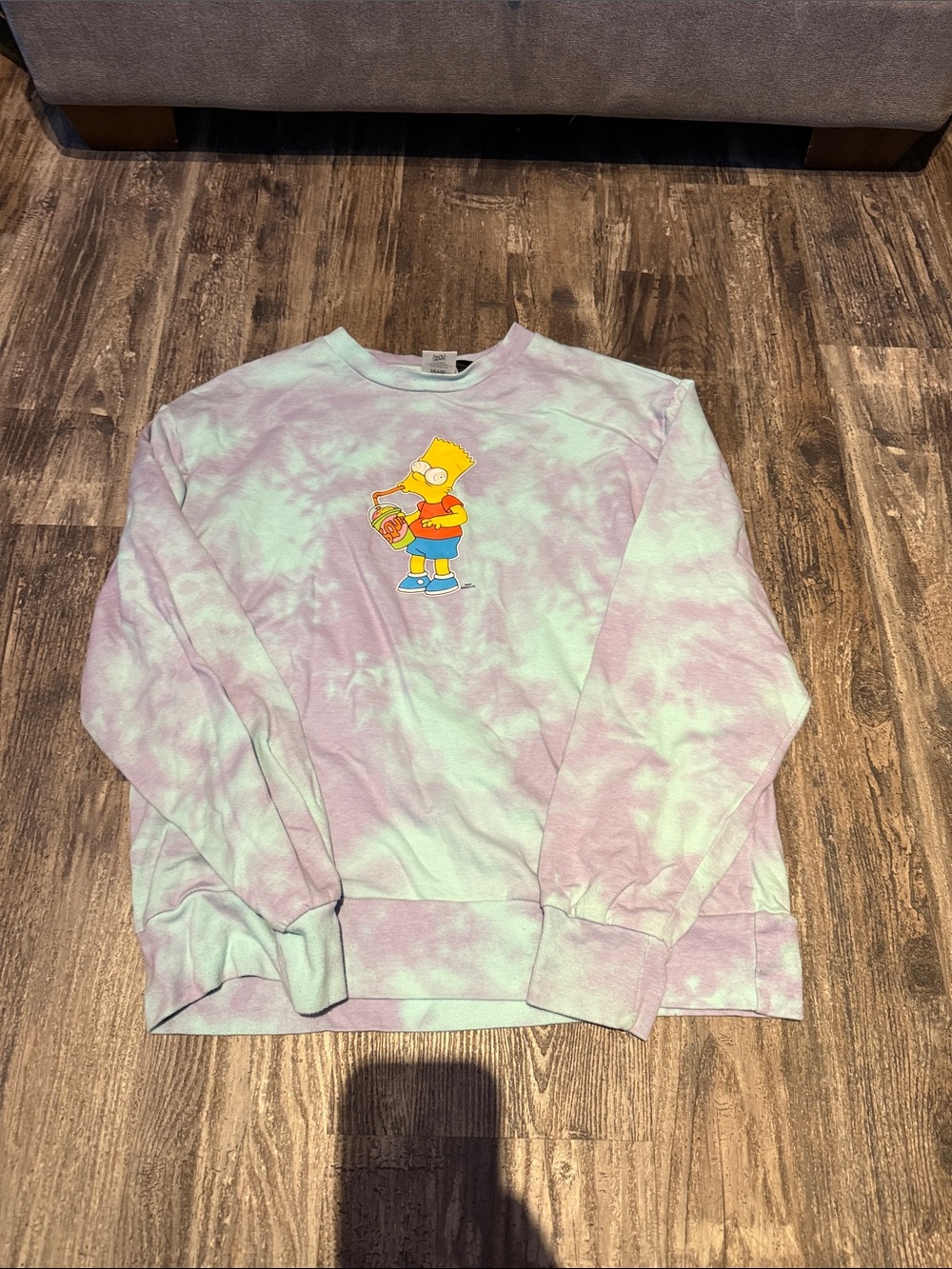 Kids Tie-Dye Bart Simpsons Sweatshirt - Pastel Purple & Mint